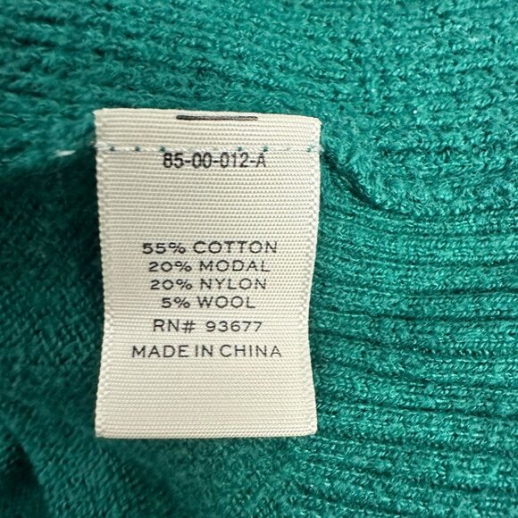 Stylus Womens XL Green Open Front Cardigan Sweater Black Elbow Patches Knit - Picture 7 of 12